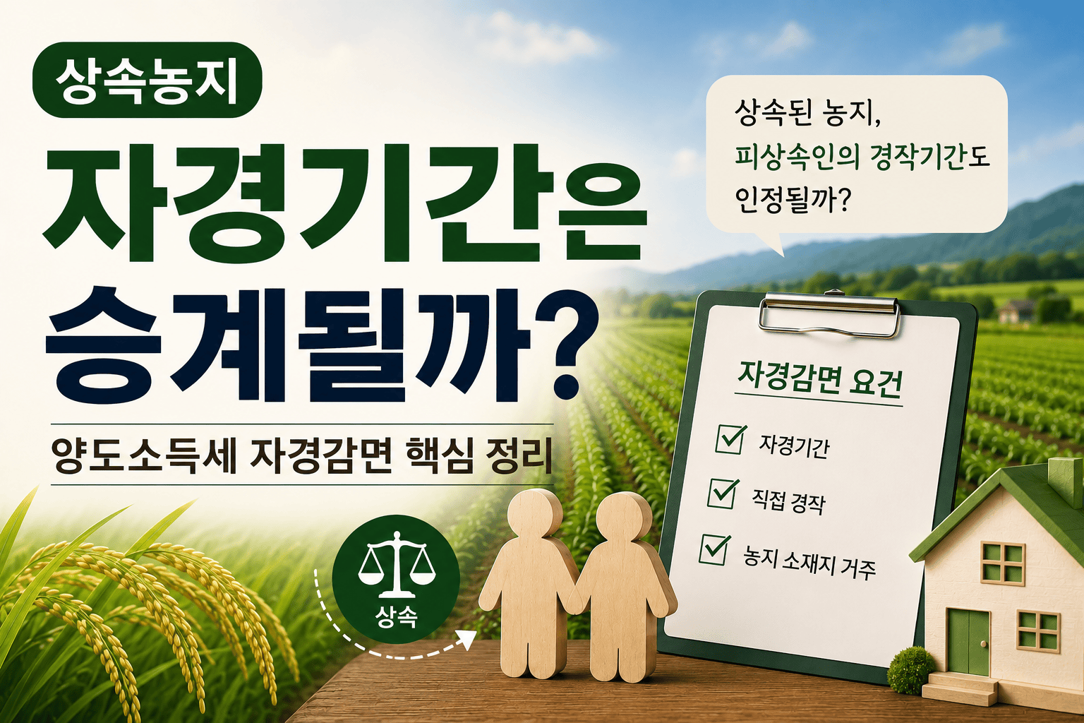 상속받은 농지, 자경 안 해도 감면될까?