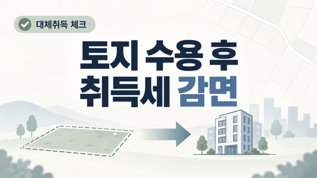 토지 수용 후 대체 부동산 취득세 감면 요건 정리